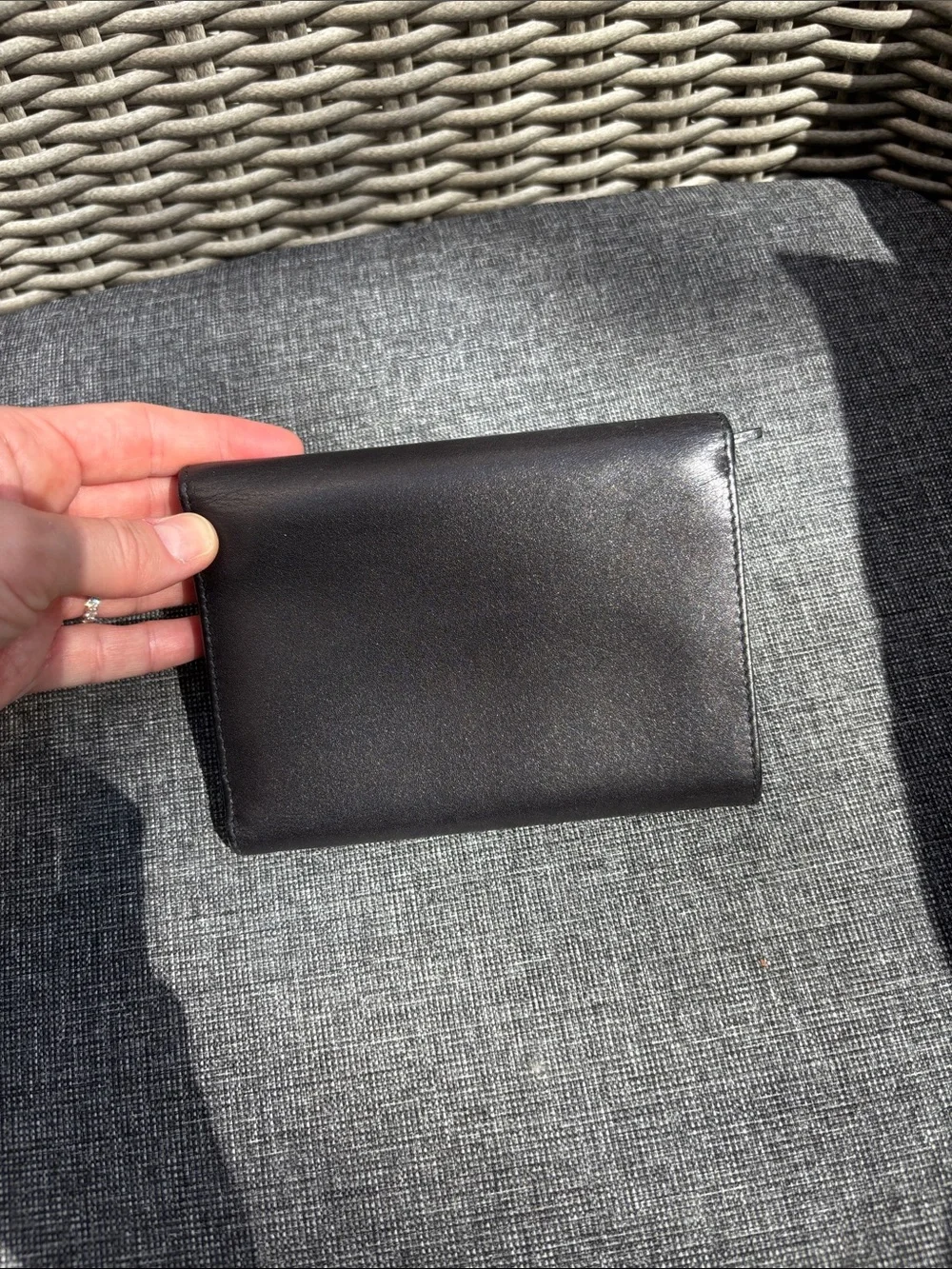 Coach Black Leather Compact Folding Wallet